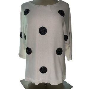New York & Company sweater sequin polka dots batwing sleeves size XSmall NWT